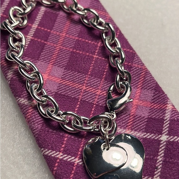 2176-HCT Adjustable 8” Chained Double Heart Charms,Silver Metal Color Bracelet - Picture 13 of 13